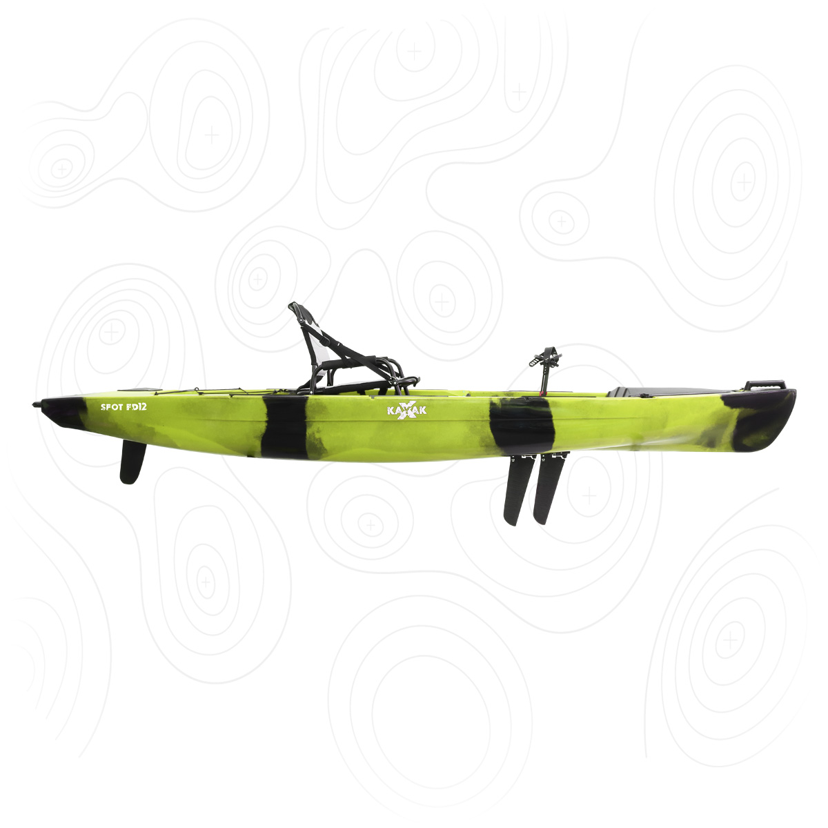 SPOT FD12<br><span style="color: #a6df4b;font-size:80%;">SABER MAIS</span><br><span style="color: #9d9997;font-size:70%;">Velocidade e conforto! Um kayak muito bem equipado, com uma excelente cadeira e com sistema de pedais de pás</span>